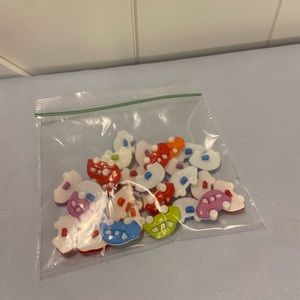 Set of 28 Car Buttons purple, lime green, red, blue, and orange